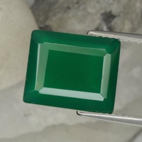 Ágata Verde medio natural de 5.57 ct, corte esmeralda, Translúcido