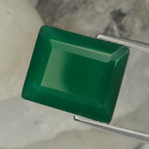 Ágata Verde medio natural de 5.57 ct, corte esmeralda, Translúcido