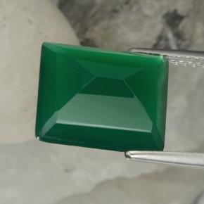 Ágata Verde medio natural de 5.57 ct, corte esmeralda, Translúcido