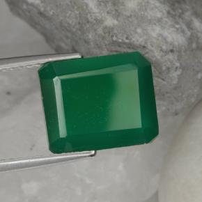 Ágata Verde cálido natural de 4.99 ct, corte esmeralda, Translúcido