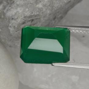 Ágata Verde cálido natural de 4.99 ct, corte esmeralda, Translúcido