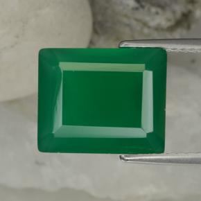 Ágata verde natural de 6,24 ct, corte esmeralda, translúcido