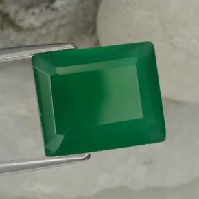 Ágata verde natural de 6,24 ct, corte esmeralda, translúcido