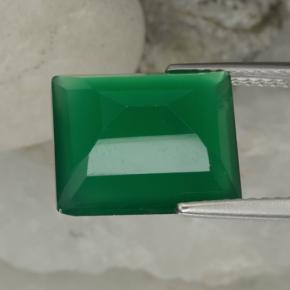Ágata verde natural de 6,24 ct, corte esmeralda, translúcido