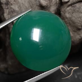 Ágata Verde medio natural de 29.91 ct, Redondo, Translúcido