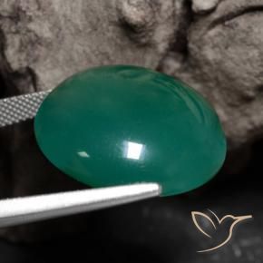 Ágata Verde medio natural de 29.91 ct, Redondo, Translúcido