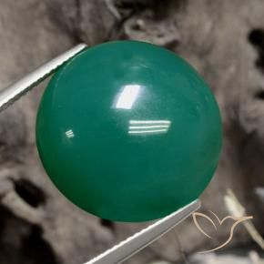 Ágata Verde medio natural de 21.88 ct, Redondo, Translúcido