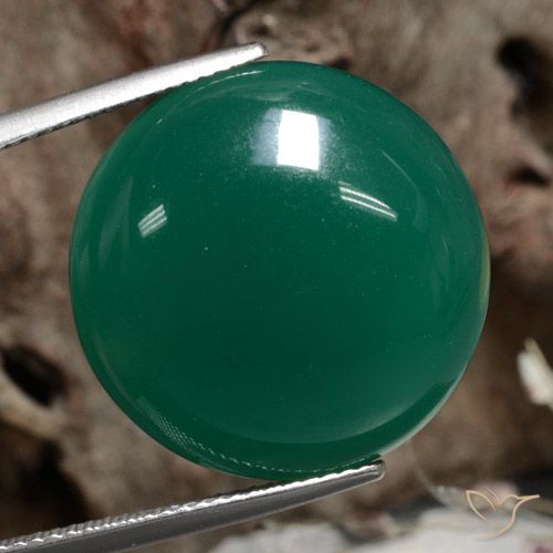 19.81ct Natural Verde oscuro medio Ágata, Redondo, Translúcido