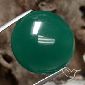 Ágata Verde oscuro medio natural de 19.81 ct, Redondo, Translúcido