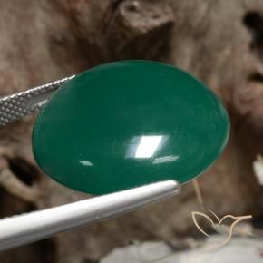 Ágata Verde oscuro medio natural de 19.81 ct, Redondo, Translúcido