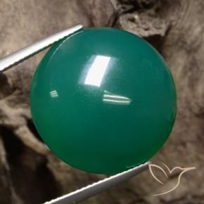 Ágata Verde medio natural de 25.57 ct, Redondo, Translúcido