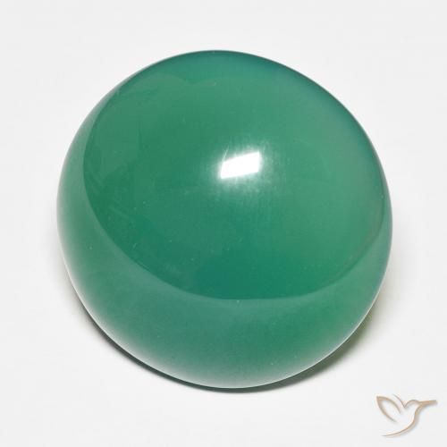 Ágata Verde medio natural de 27.70 ct, Redondo, Translúcido
