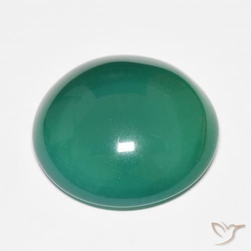 Ágata Verde medio natural de 27.70 ct, Redondo, Translúcido