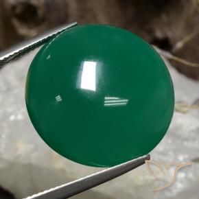 Ágata Verde medio natural de 30.19 ct, Redondo, Translúcido