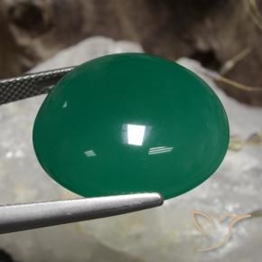 Ágata Verde medio natural de 30.19 ct, Redondo, Translúcido