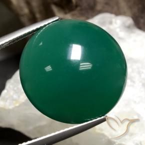 Ágata Verde pino natural de 25.49 ct, Redondo, Translúcido