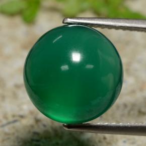 Ágata Verde natural de 5.76 ct, Corte Redondo, Translúcido
