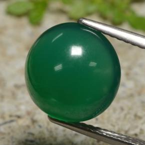 Ágata Verde natural de 5.76 ct, Corte Redondo, Translúcido