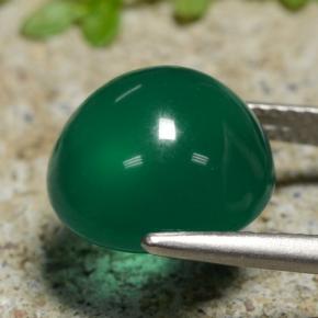 Ágata Verde natural de 5.76 ct, Corte Redondo, Translúcido