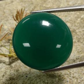 Ágata Verde natural de 25.18 ct, Corte Redondo, Translúcido