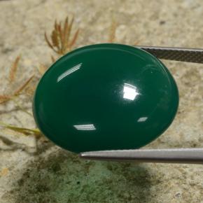 Ágata Verde natural de 25.18 ct, Corte Redondo, Translúcido