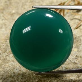 Ágata verde natural de 30,72 ct, corte redondo, translúcido