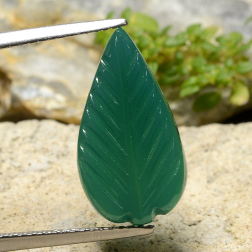 Ágata verde natural de 4,79 ct, corte flor, translúcido