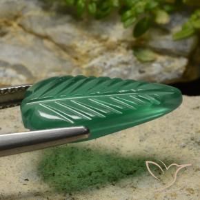 Ágata Verde medio natural de 4.52 ct, Corte Flor, Translúcido