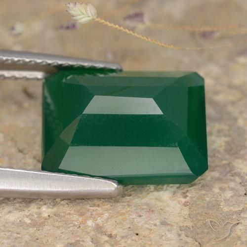 Ágata Verde amarillento natural de 5.06 ct, Corte Octágono / Esmeralda, Translúcido