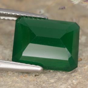 Ágata verde natural de 5,21 ct, corte esmeralda, translúcido