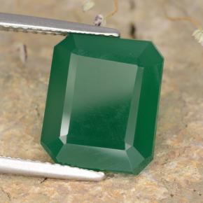 Ágata verde natural de 5,28 ct, corte esmeralda, translúcido