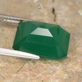 Ágata verde natural de 5,28 ct, corte esmeralda, translúcido