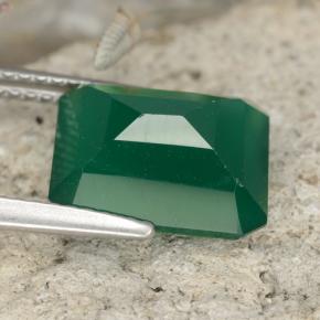 Ágata Verde medio natural de 3.79 ct, corte esmeralda, Translúcido