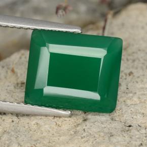 Ágata verde natural de 3,78 ct, corte esmeralda, translúcido