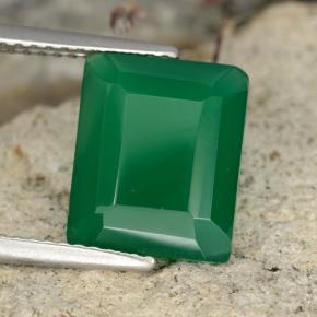 Ágata verde natural de 3,78 ct, corte esmeralda, translúcido