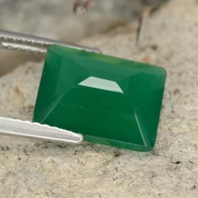 Ágata verde natural de 3,78 ct, corte esmeralda, translúcido