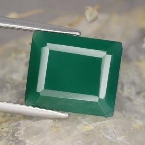 Ágata verde natural de 4,89 ct, corte esmeralda, translúcido