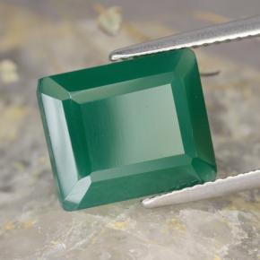 Ágata verde natural de 4,89 ct, corte esmeralda, translúcido