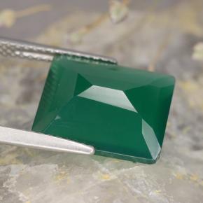 Ágata verde natural de 4,89 ct, corte esmeralda, translúcido
