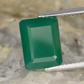 Ágata verde natural de 3,73 ct, corte esmeralda, translúcido