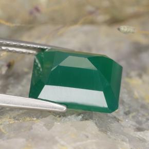 Ágata verde natural de 3,73 ct, corte esmeralda, translúcido