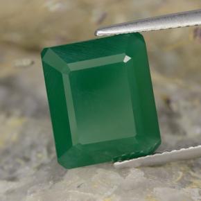 Ágata verde natural de 5,13 ct, corte esmeralda, translúcido