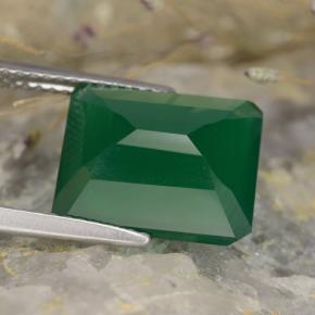 Ágata verde natural de 5,13 ct, corte esmeralda, translúcido