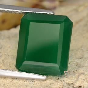 Ágata Verde medio natural de 4.92 ct, corte esmeralda, Translúcido