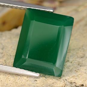 Ágata verde natural de 4,79 ct, corte esmeralda, translúcido