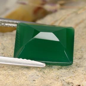 Ágata verde natural de 4,79 ct, corte esmeralda, translúcido
