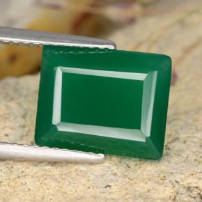 Ágata Verde natural de 4.07 ct, corte esmeralda, Translúcido