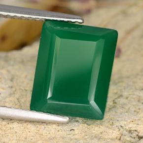 Ágata Verde natural de 4.07 ct, corte esmeralda, Translúcido