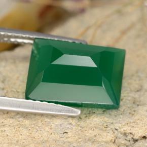 Ágata Verde natural de 4.07 ct, corte esmeralda, Translúcido