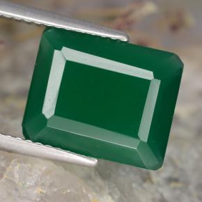 Ágata Verde medio natural de 4.23 ct, corte esmeralda, Translúcido